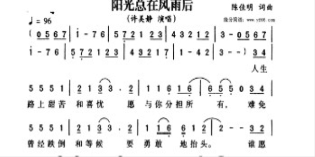 阳光总在风雨后歌词是什么
